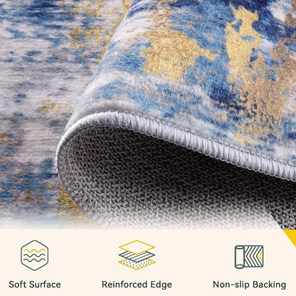 RELEANY Washable Area Rugs 2'6"x8 Non-Slip Modern Abstract Soft - Image 3