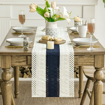 Artoid Mode Dark Blue Farmhouse Rustic Table Runner 12x60 Inch | Seasonal - Image 2