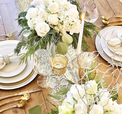 3 Pcs White Lace Table Runner 14 x 120 Inch Embroidered Boho Table Runner - Image 5