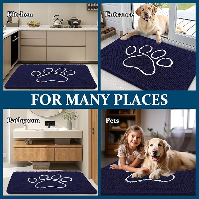 OLANLY Dog Door Mat for Muddy Paws 30x20, Paw Print Design, Absorbs Moisture - Image 8