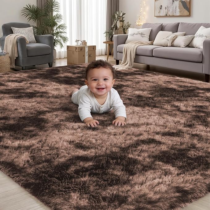 Area Rug for Living Room Bedroom: 6x9 Soft Fluffy Shag Upgrade Non-Slip High by PLHXFRSoftAreaRugs
