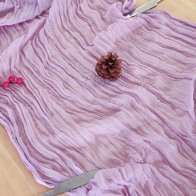 1 Pack Lilac Purple Cheesecloth Table Runner 120 Inch Boho Wedding Decor | - Image 6