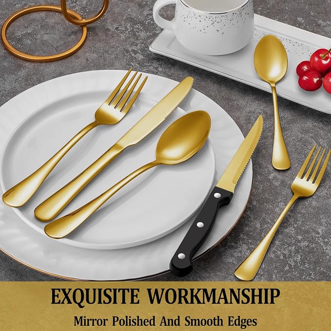 24 Pcs Gold Silverware Set - Image 4
