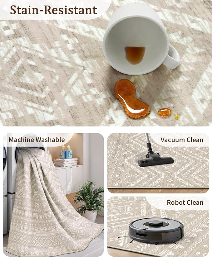 Miukiki 6x9 Area Rug for Living Room Moroccan Washable Rugs Non Slip Indoor - Image 4