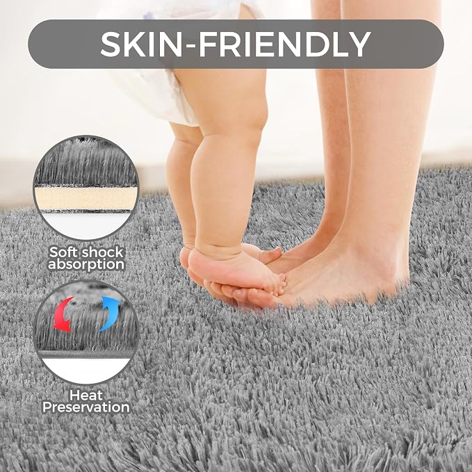 Ultra Soft Rug for Living Room, 4X6 Fluffy Shag Area Rug for Bedroom, Modern - Image 3