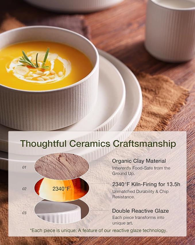 Famiware Star Stoneware Dinnerware Set, Reactive Glaze Plates & Bowls - Image 5