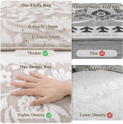 Vaukki 5x7 Area Rug for Living Room, Soft Fluffy Washable Modern Floral Indoor - Image 6