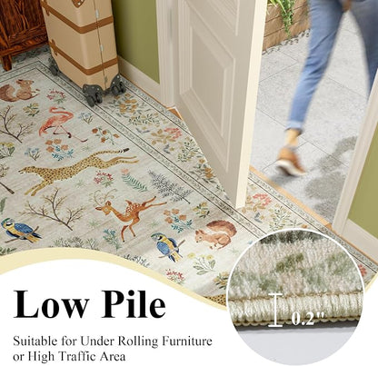 DUKINO Washable 2.6x10 Runner Rug, Non Slip Animal Print Runner Rug - Image 7