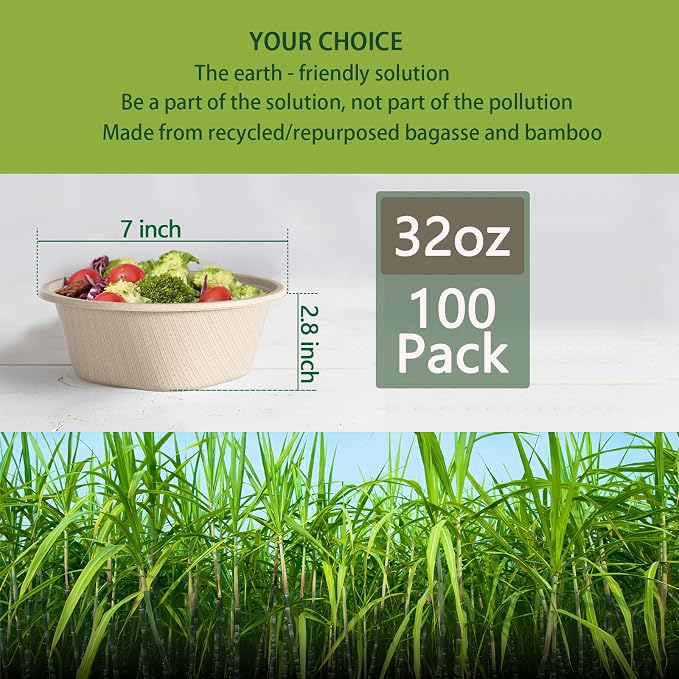 32 Ounce Large Paper Bowls Disposable Soup Bowl Disposable Heavy Duty - Image 2
