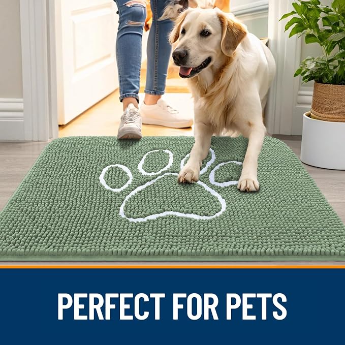OLANLY Dog Door Mat for Muddy Paws 24x16, Paw Print Design, Absorbs Moisture - Image 6