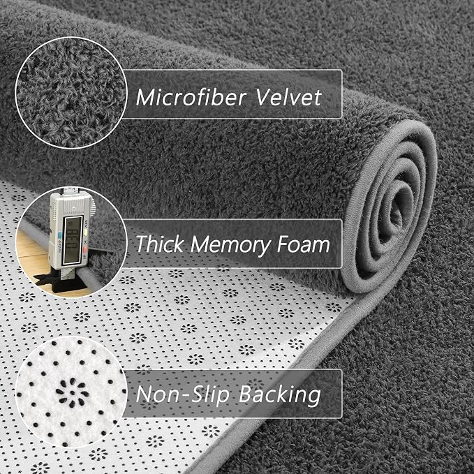 4x6 Feet Grey Area Rugs for Bedroom, Indoor Washable Memory Foam Rug for Living - Image 4
