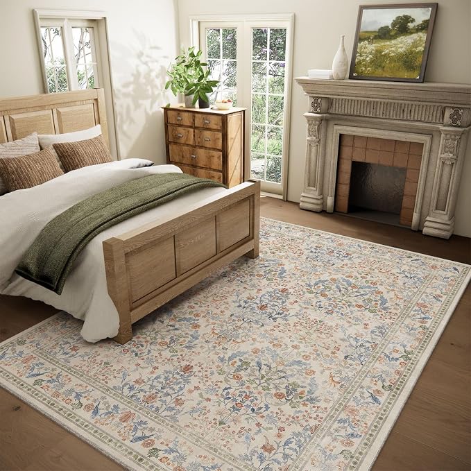 Washable Area Rugs for Living Room: 5x7 Bedroom Rug Vintage Area Rug Stain - Image 2