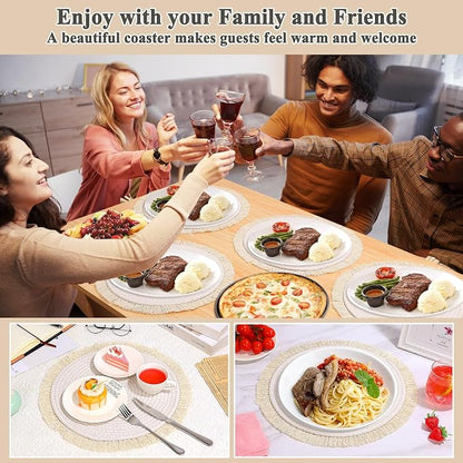 Round Placemats Set of 4 Table Mats 13Inch Washable Cotton Heat Resistant - Image 6