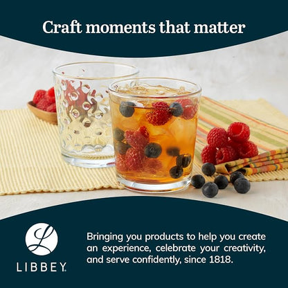 Libbey Awa Polka Dot Tumbler & Rocks Drinking Glasses Set of 16, Glass Cups | - Image 6