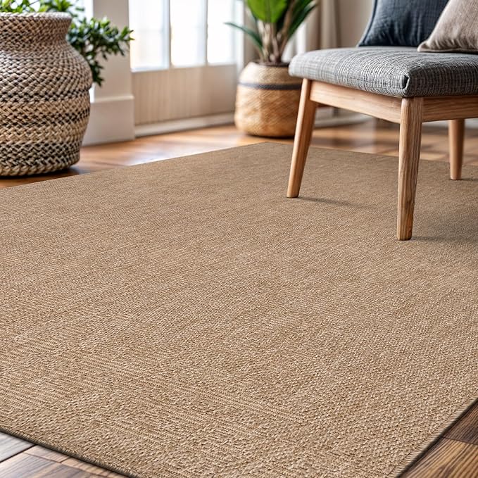 CAMILSON Easy Jute Rug 9x12, Indoor Outdoor Natural Color Fiber Large Area Rugs - Image 6