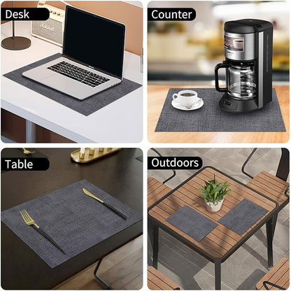 Faux Leather Heat Resistant Placemats 6 Packs, Waterproof Wipeable Dining PU - Image 9