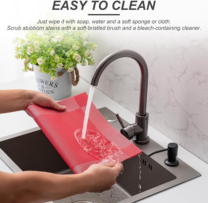 Placemats Set of 4 Washable IndoorB-Four-Corner-red | Outdoor Vinyl Place Mats - Image 3
