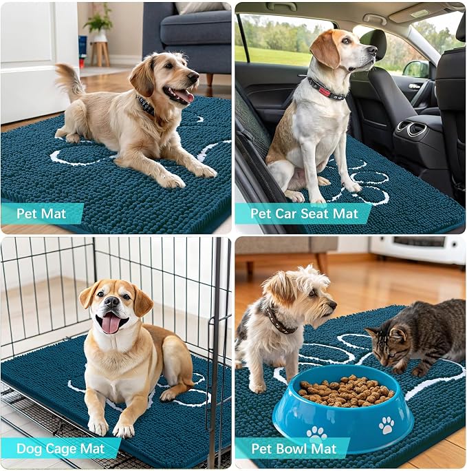 OLANLY Dog Door Mat for Muddy Paws 59x35, Paw Print Design, Absorbs Moisture - Image 7