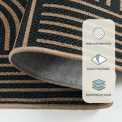 Lahome Enfys Modern Geometric Outdoor Easy Jute Rug, 5x7 Patio Living Room Rug - Image 5