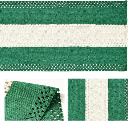 Artoid Mode Emerald Green Farmhouse Woven Table Runner 12x72 Inch | Holiday - Image 6