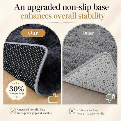 Area Rug for Living Room Bedroom: 5x7 Black Grey Soft Fluffy Shag Upgrade - Image 6