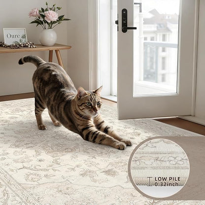 2'6''x8' Hallway Washable Runner Rug: Vintage Boho Neutral Kitchen Rug Soft - Image 5