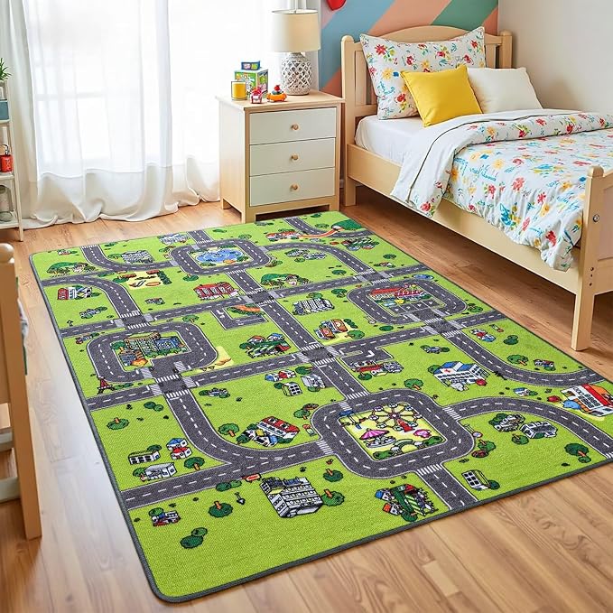 Kids Rug for Playroom Classroom, 4x6 Non Slip Kids Car Road Traffic Playmat for - Image 5