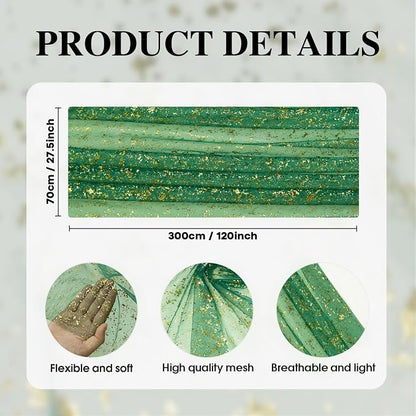Artoid Mode 6PCS Green Gold Gauze Table Runner 120 Inch 10FT, Glitter Metallic - Image 4