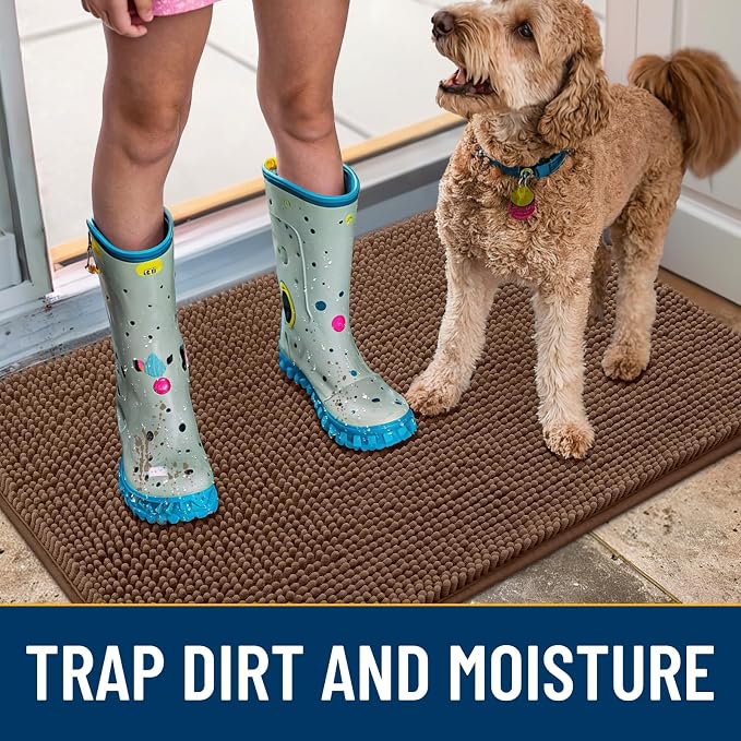 Smiry Dog Door Mat for Muddy Paws 47x24, Absorbent Dirt Trapper, Non-Slip - Image 3