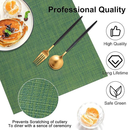 Vinyl Placemats Set of 6, PVC Woven Washable Non-Slip Table Mats, Heat - Image 6