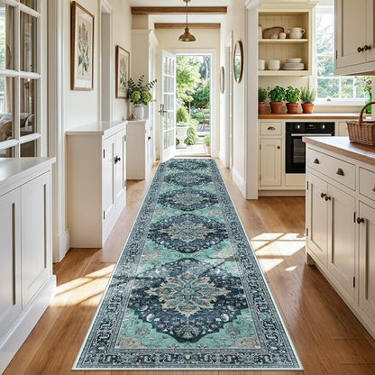 RELEANY Area Rugs Runner 3'x20' Washable Non-Slip, Floral Vintage Distress by RELEANY