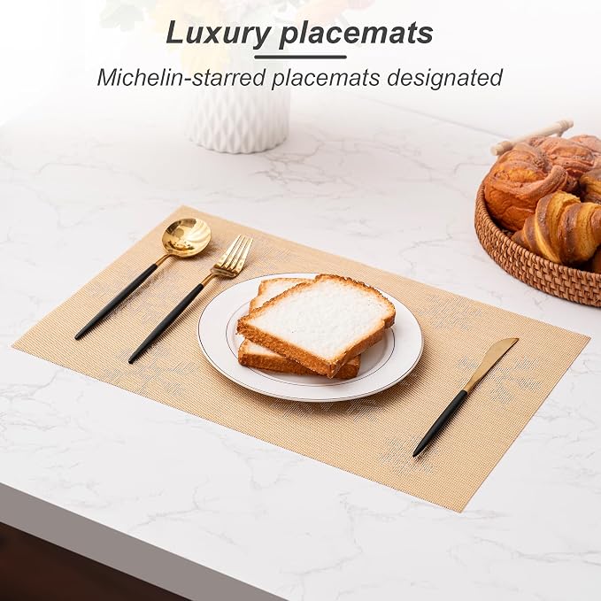 Placemats Set of 6 Washable Indoor | Outdoor Vinyl Place Mats - Image 5