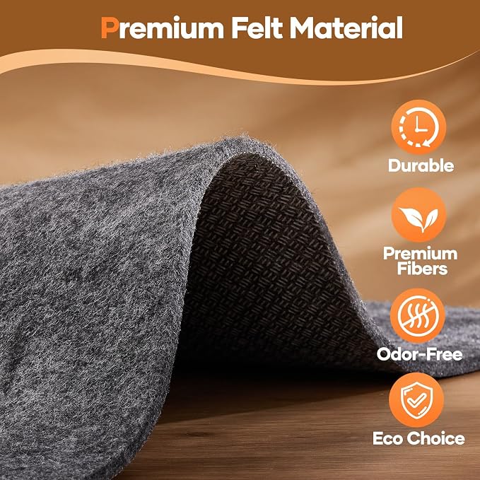 Veken Non Slip Cushioned Rug Pad Gripper 4 x 6 Ft, Felt and Silicone Backing - Image 8