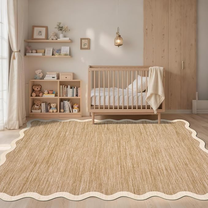 GarveeHome Scalloped Washable Area Rug 3x5 Small Entryway Rug Non Slip Modern - Image 2