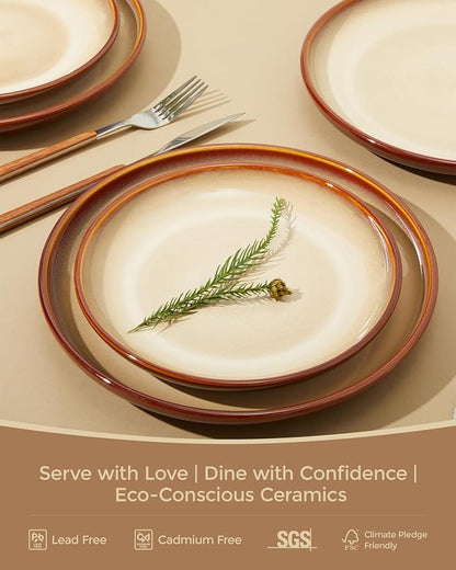 24 Piece Dinnerware Sets for 8, Modern Stoneware Plates and Bowls Sets - Image 2
