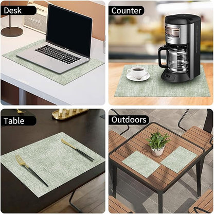Faux Leather Heat Resistant Placemats 8 Packs, Waterproof Wipeable Dining PU - Image 9