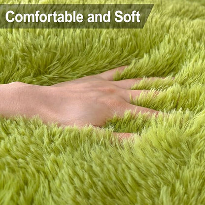 Soft Grass Green Fluffy Rug for Bedroom Living Room, 2x8 ft Fuzzy Green Shag - Image 5