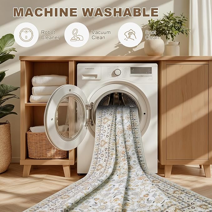 5x7 Area Rugs Living Room Rug: Washable Vintage Boho Rug No Slip Stain - Image 7