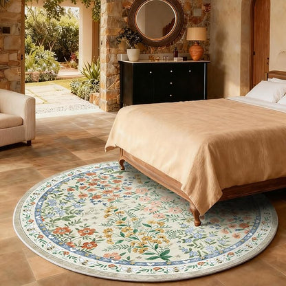 Washable Round Rugs for Bedroom 4ft: Living Room Rug Stain Resistant Non Slip - Image 6