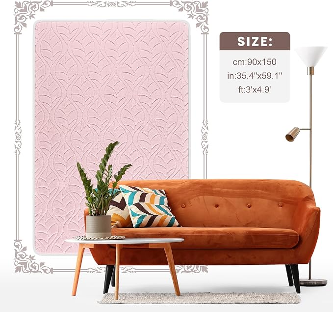 Macgace 3x5 Pink Area Rug, Washable Shag Carpet, Kids Room Nursery Rugs - Image 9