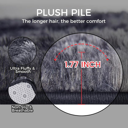 Ultra Soft Rug for Living Room, 4X6 Fluffy Shag Area Rug for Bedroom, Modern - Image 5