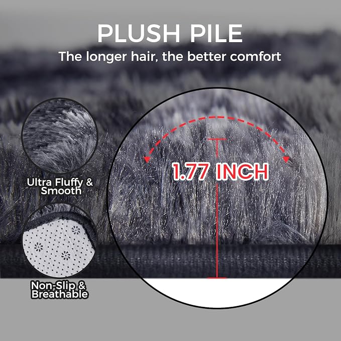Ultra Soft Rug for Living Room, 6X9 Fluffy Shag Area Rug for Bedroom, Modern - Image 2