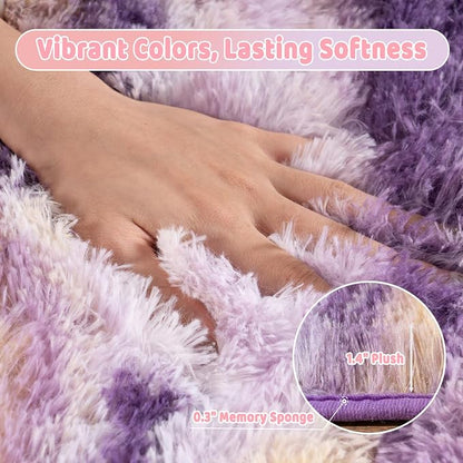 Shag Rugs for Living Room 5x7, Ultra Soft Abstract Purple Big Fuzzy Rugs for - Image 5