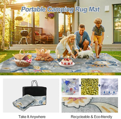 Lahome Floral Indoor Outdoor Rug, 5x8ft Non Slip Outdoor Patio Rug - Image 2