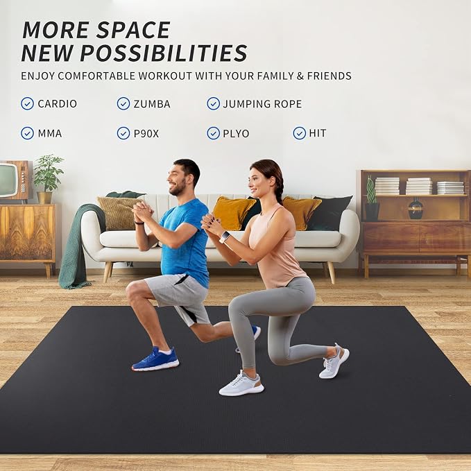 MRO Extra Large Exercise Mat For Home Gym, Extra Thick Durable Cardio Mat - Image 2