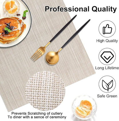 Vinyl Placemats Set of 8, PVC Woven Washable Non-Slip Table Mats, Heat - Image 6