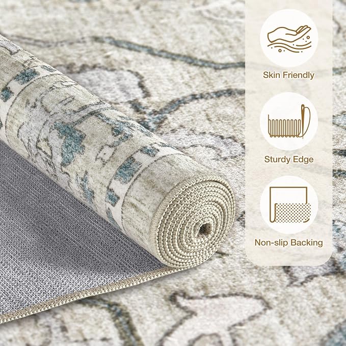cotiled 5x7 Area Rug Machine Washable Vintage Carpet - Image 2