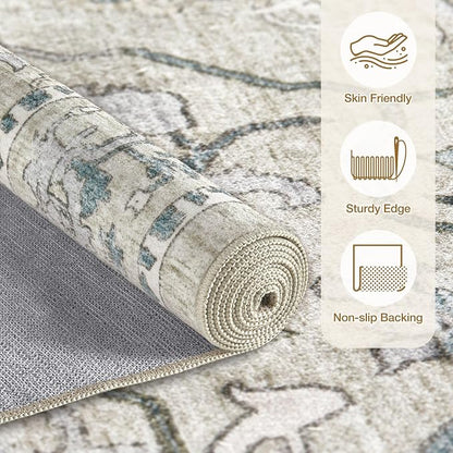 cotiled 5x7 Area Rug Machine Washable Vintage Carpet - Image 2