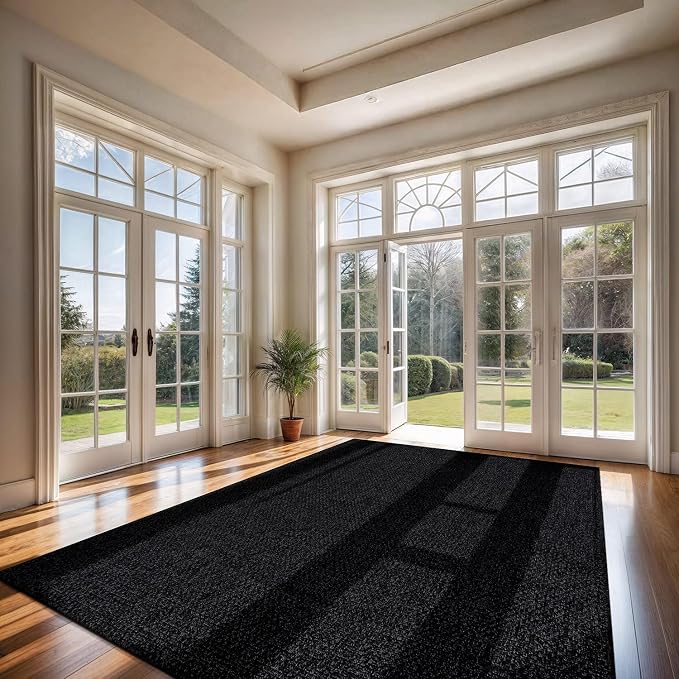 CAMILSON Easy Jute Rug 8x10, Indoor Outdoor Dark Gray Black Farmhouse Area Rugs - Image 5