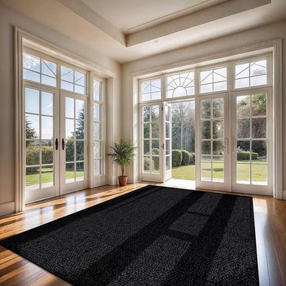 CAMILSON Easy Jute Rug 9x12, Indoor Outdoor Dark Gray Black Farmhouse Area Rugs - Image 4